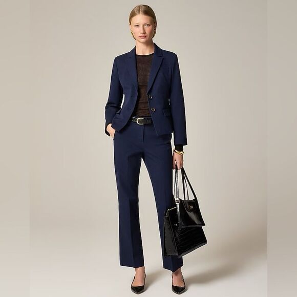 NWT J CREW Kaya pant in bi-stretch cotton blend in Navy - Picture 2 of 7